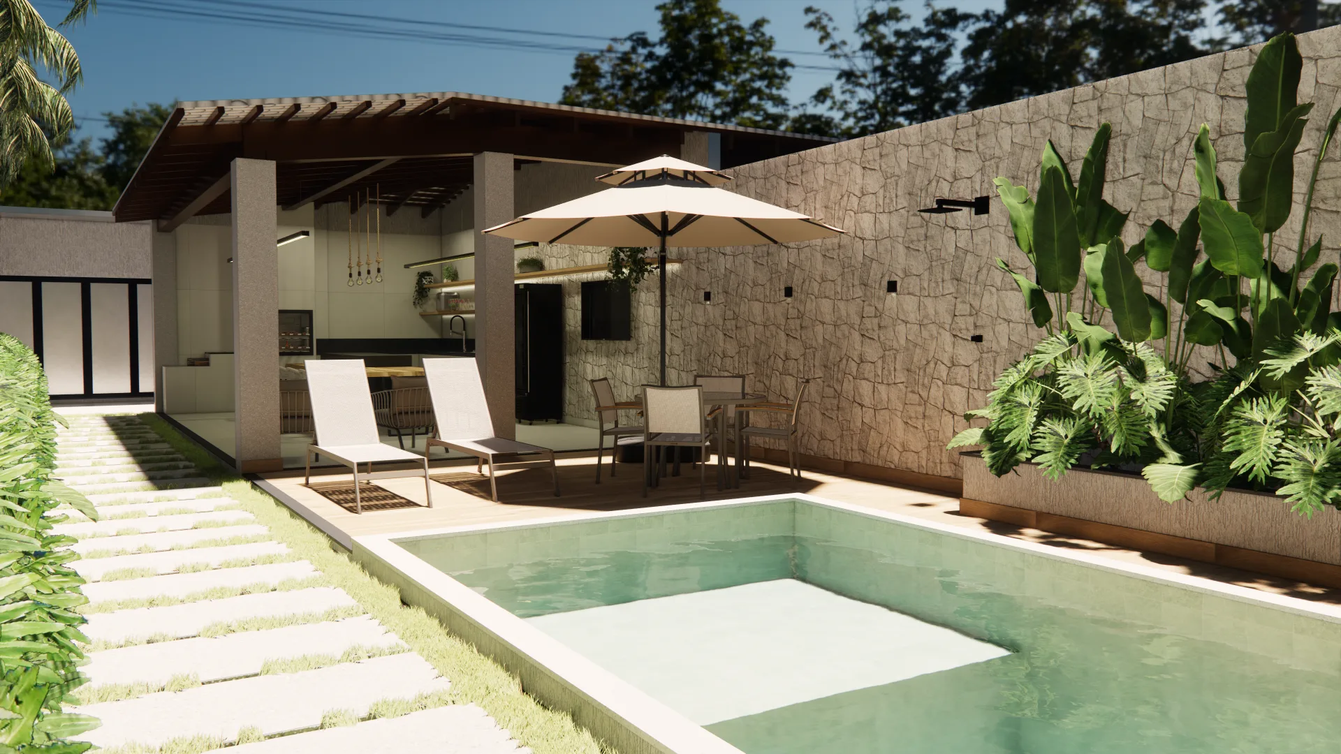 Espaço Gourmet com Piscina e Vista Urbana — imagem 5