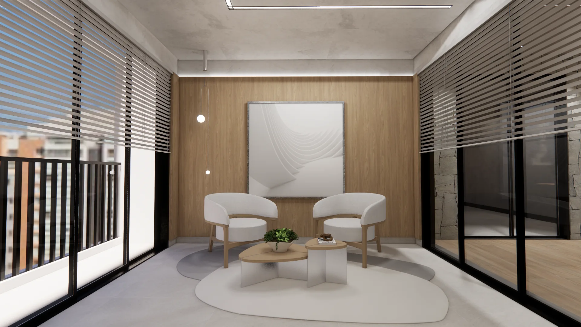 Living Integrado com Marcenaria em Madeira