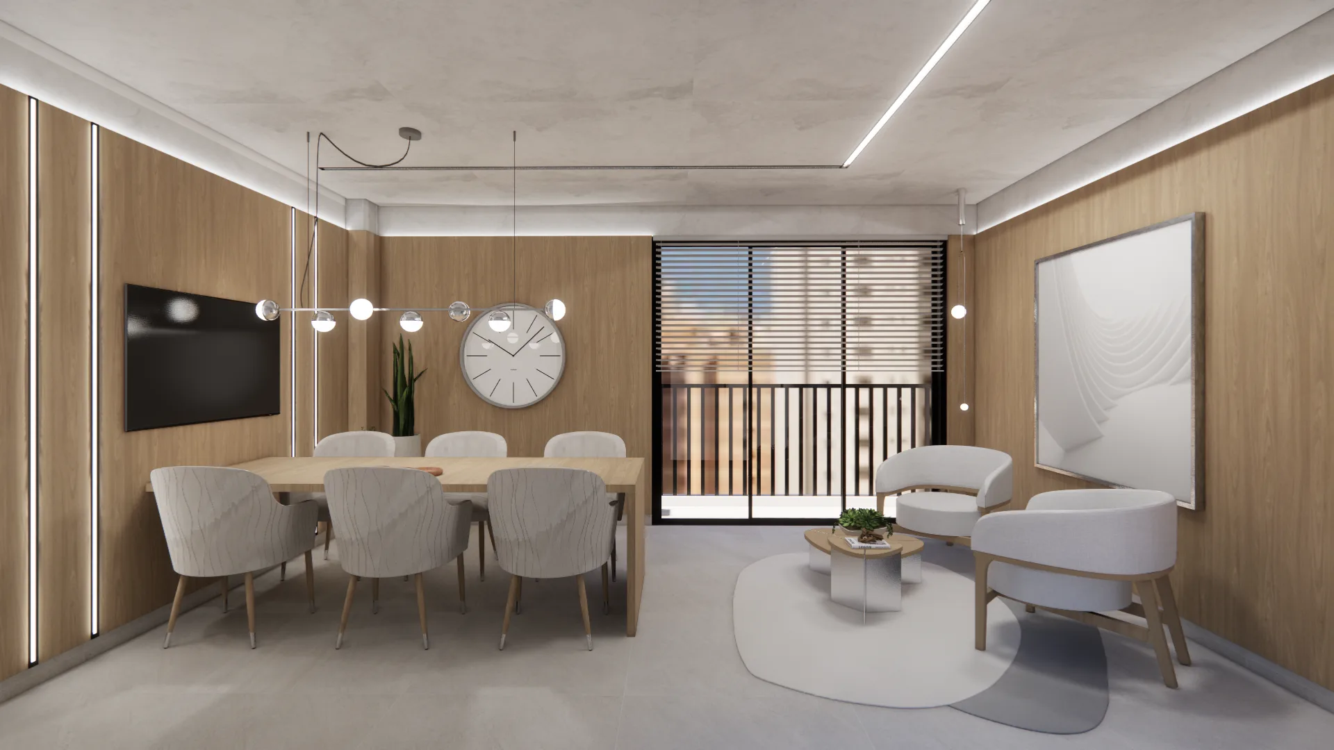 Sala de Estar Alto Padrão com Tons Neutros — imagem 3
