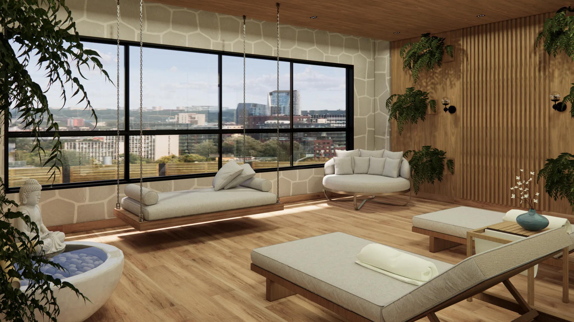 Sala de Jantar Contemporânea com Vista da Cidade — imagem 2