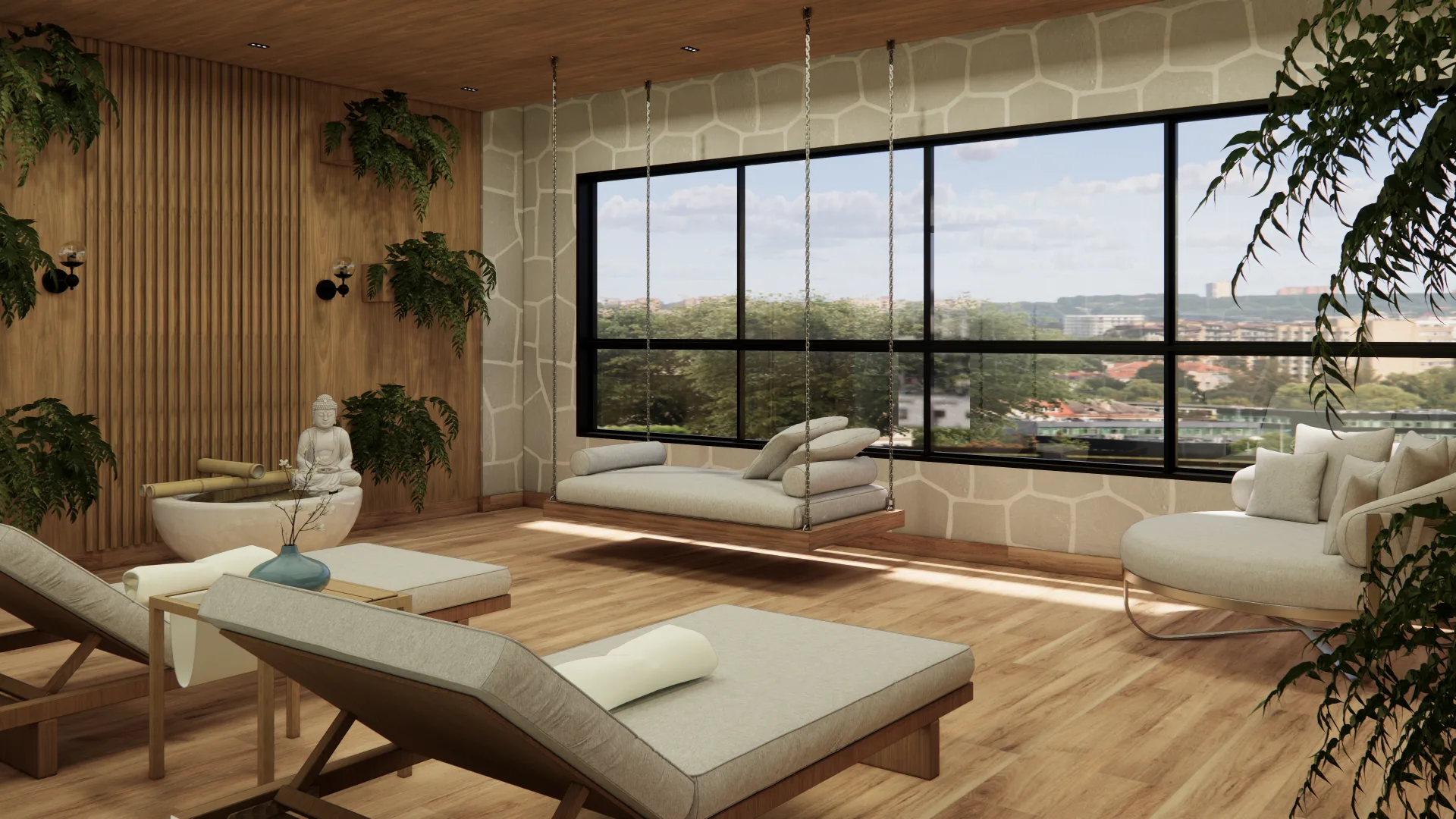 Sala de Jantar Contemporânea com Vista da Cidade — imagem 3